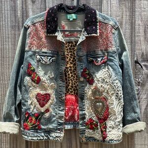 Vintage Antica Sartoria Women’s Denim Jacket Embroidered Unique Fun (See Desc!)